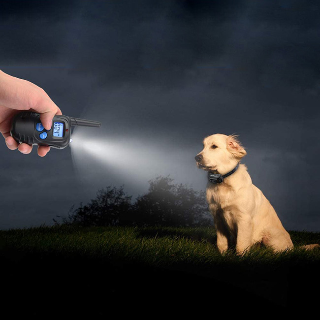 Collier dressage chien télécommande imperméable et rechargeable 300m Ceinture TPU réglable